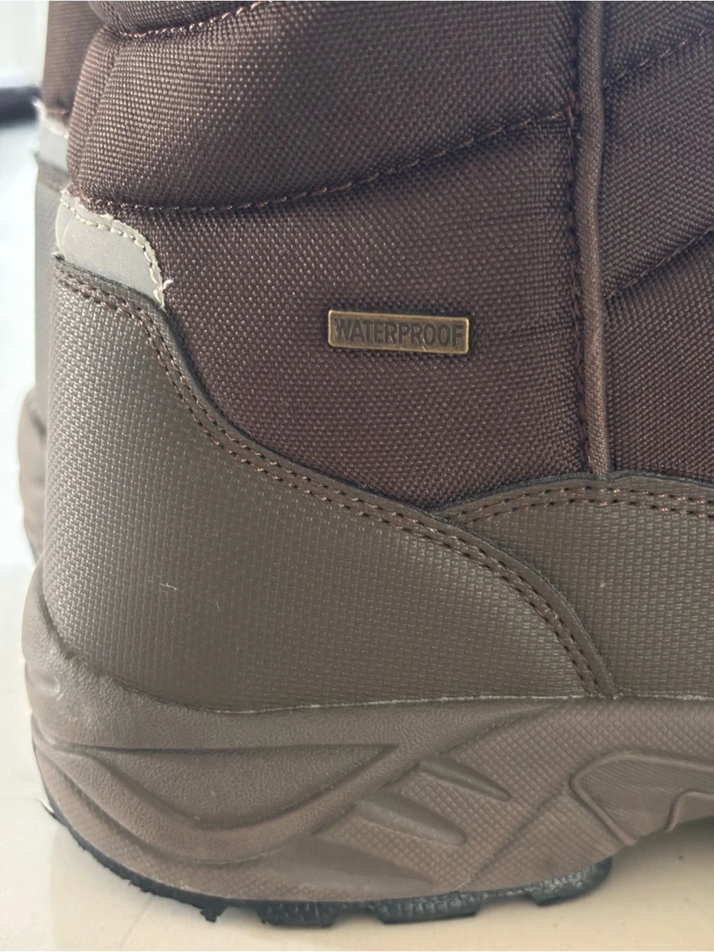 SILENTCARE Mens Brown Winter Mid-Calf Snow Boot Waterproof Size 7